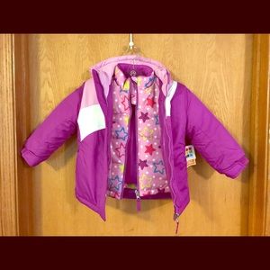 Purple 3-in-1 hooded winter jacket